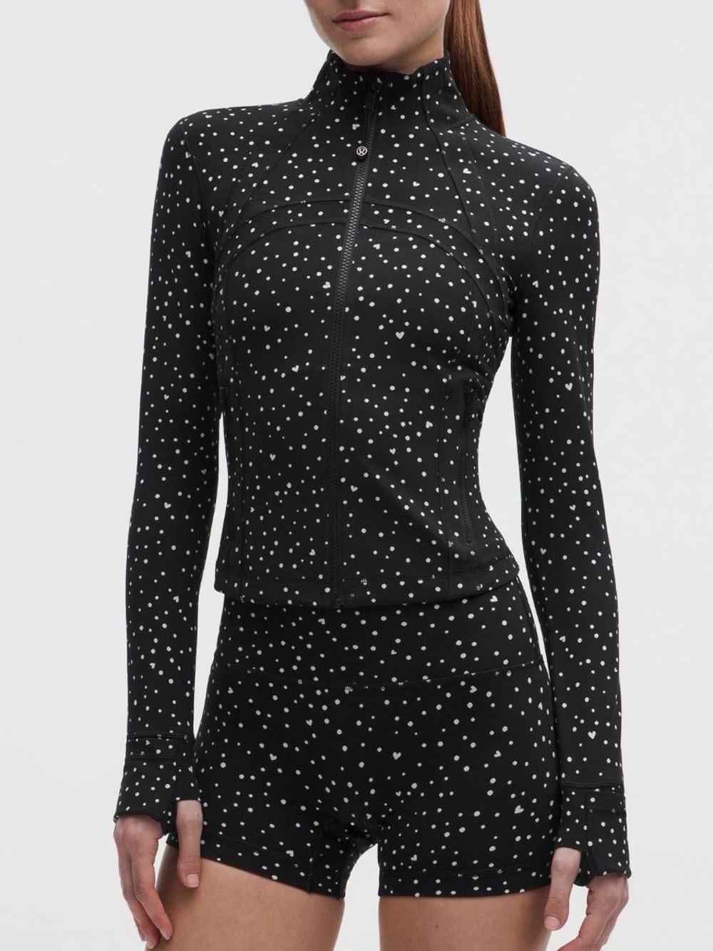 NEW Lululemon Define Cropped Heart Scatter Dot Print White Black Jacket 6